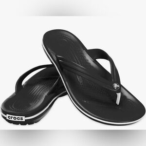 NWT NEW Crocs Crocband Flip Flops Sandals Croslite W7 M5 Black & White 11033 HTF